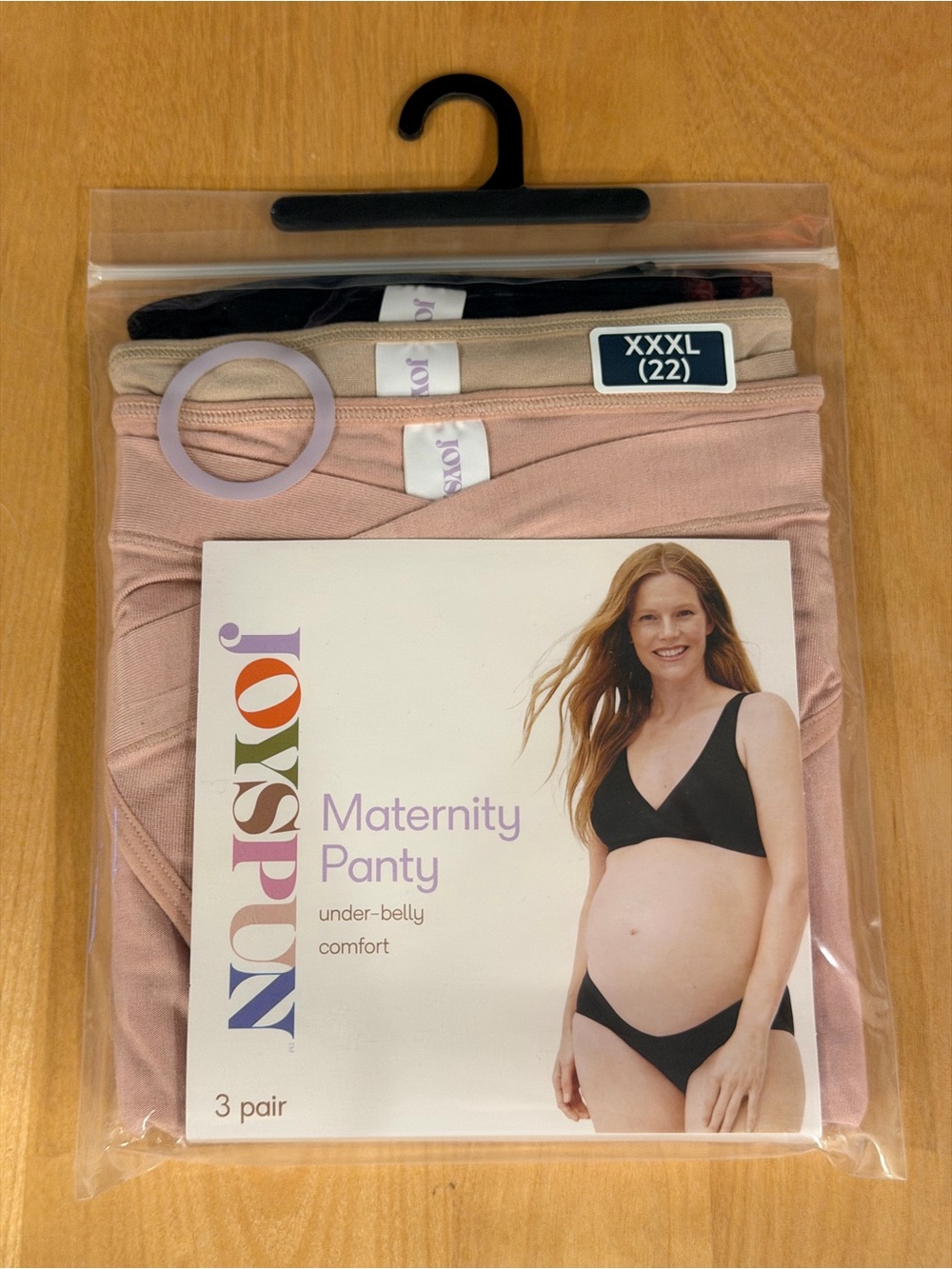Joyspun Maternity Panty 3-Pack in Blush, Beige and Black (XXXL)